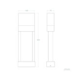 Balise sur pied rectangulaire en aluminium 50 cm pour éclairage extérieur et numérotation domiciliaire