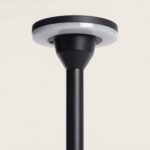 Balise sur pied noire à tête ronde avec diffuseur blanc pour éclairage extérieur