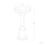 Balise extérieure sur pied 60 cm, tête ronde 150 mm, corps cylindrique, fixation au sol