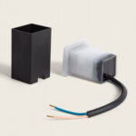 Module LED encastrable carré avec diffuseur translucide et cache noir, câble trois conducteurs