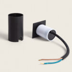 Balise encastrable murale cylindrique blanche avec boîtier noir et câble à trois conducteurs