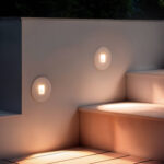 Balise extérieure encastrable ronde blanche, éclairage LED blanc chaud pour escalier