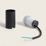 Balise encastrable ronde LED blanche avec manchon noir et câble à deux conducteurs