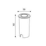 Balise encastrable ronde cylindrique, tête lumineuse, diamètre 50 mm, hauteur 82 mm, pour installation au sol