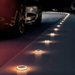 Balise encastrée ronde LED, anneau lumineux chaud, encastrement au sol