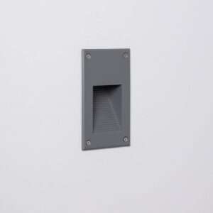 Balise murale encastrée grise rectangulaire, ouverture biseautée pour éclairage de marche