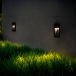 Balise extérieure encastrable murale LED noire rectangulaire éclairage blanc chaud dirigé vers le bas