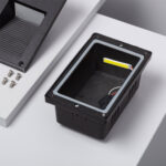 Balise encastrable murale noire rectangulaire en plastique, boîtier pour éclairage extérieur