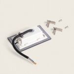 Balise encastrable murale rectangulaire noire, boîtier blanc, câble électrique trois conducteurs et clips de fixation