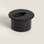 Balise encastrable ronde noire avec ouverture ovale, finition mate pour installation murale