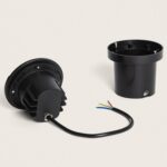 Balise encastrable extérieure noire, boîtier cylindrique avec emplacement et câble électrique apparent