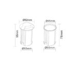 Balise encastrable au sol cylindrique, schéma technique avec côtes (diam. 55–62 mm, hauteur 78–95 mm)