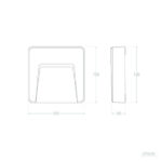 Balise murale carrée LED 3W saillie pour extérieur, dimensions 120×120×32 mm