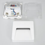 Balise murale carrée blanche saillie LED 3W, boîtier et électronique visibles