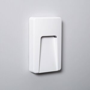 Applique murale extérieure rectangulaire blanche, saillie avec ouverture orientée vers le bas