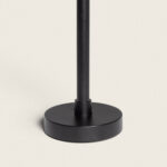 Balise extérieure noire en métal avec socle circulaire et tige cylindrique pour fixation en saillie