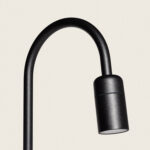 Balise extérieure LED noire à tête cylindrique et col de cygne, finition mate