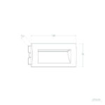 Balise murale encastrable rectangulaire, ouverture inclinée, cotes 140×70 mm