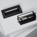 Balise encastrée murale noire rectangulaire avec module LED