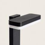 Balise extérieure LED noire en aluminium, tête rectangulaire avec diffuseur blanc