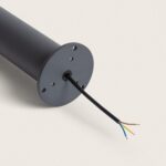 Balise sur pied anthracite cylindrique 60 cm avec câble d'alimentation apparent et plaque de fixation