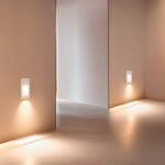 Applique encastrée murale blanche rectangulaire, éclairage chaud dirigé haut et bas