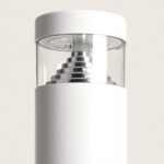 Balise extérieure cylindrique blanche avec réflecteur intérieur acier inox et diffuseur verre