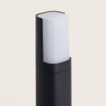 Balise sur pied noire avec diffuseur opalin blanc, corps cylindrique mat pour éclairage extérieur