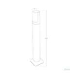 Balise sur pied cylindrique 60 cm, base carrée avec platine, tête biseautée