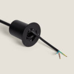 Base de fixation cylindrique noire pour balise, câble électrique à trois conducteurs dénudés