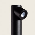 Balise sur pied noire en métal mat, tête cylindrique orientable pour éclairage directionnel
