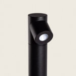 Balise extérieure LED noire, corps cylindrique métal mat avec tête orientable