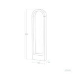 Balise sur pied 60 cm en arche creuse rectangulaire, cadre ouvert et fixation au sol