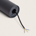 Balise extérieure sur pied anthracite, corps cylindrique en saillie, câble d'alimentation avec fils dénudés