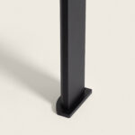 Balise sur pied noire en aluminium mat, poteau rectangulaire avec base d'ancrage plate