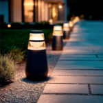 Balise extérieure sur pied anthracite conique avec diffuseur opalin pour éclairage de chemin