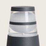 Balise sur pied anthracite, diffuseur blanc sphérique sous coque transparente