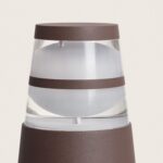 Balise sur pied couleur rouille corps conique avec diffuseur transparent et globe dépoli