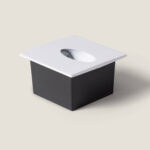 Balise encastrable murale carrée blanche, corps noir, éclairage LED