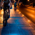 Balise encastrée de sol ronde LED grise, blanc chaud 2700K, éclairage intégré pour trottoir