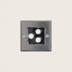 Balise encastrable au sol carrée en inox brossé avec 3 LED