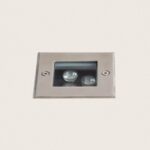 Balise encastrable carrée inox brossé au sol, double LED visible
