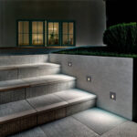 Balise murale encastrable carrée grise LED, éclairage de marches extérieur