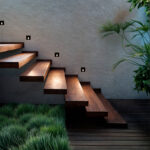 Balise murale encastrable carrée noire pour éclairage d'escalier extérieur