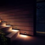 Balise murale encastrable LED noire carrée pour marches, éclairage extérieur