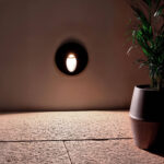 Balise murale encastrée ronde grise LED, éclairage extérieur blanc chaud 2700K