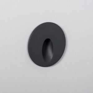 Balise murale encastrable ronde gris foncé mat avec ouverture ovale