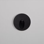 Balise murale encastrable ronde noire à ouverture ovale, éclairage LED, finition mate