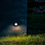 Balise murale encastrée ronde blanche, éclairage extérieur près du sol, lumière chaude