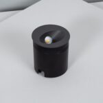 Balise murale encastrable ronde gris foncé, boîtier cylindrique avec LED intégrée orientée vers le bas